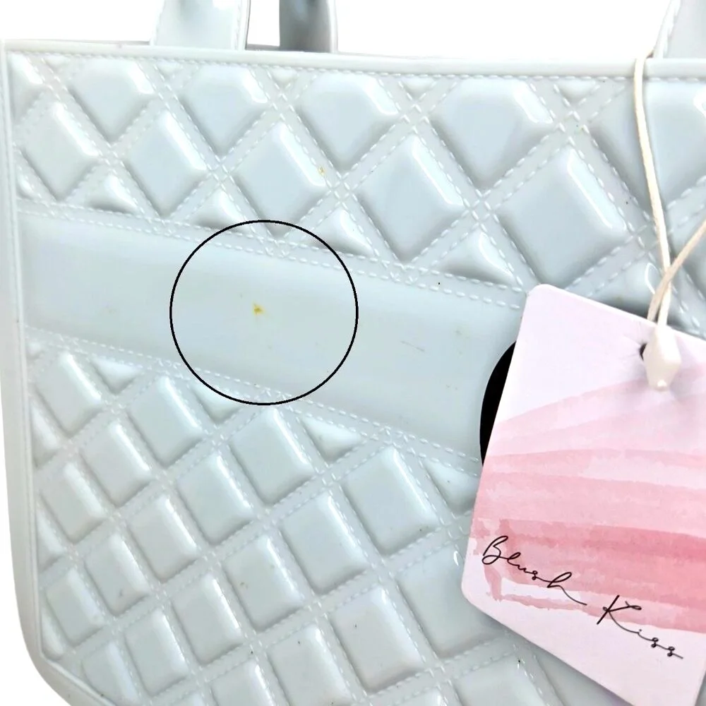 NWT Blush Kiss Quilted Jelly Tote Bag Women's Shopper Light Blue Minimalist